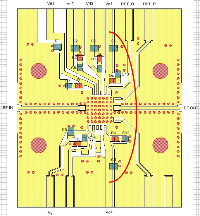 Recommended Application Board Design: Board Material is 10mil (Dielectric) thickness Rogers 4350B with 0.5oz cupper clads.