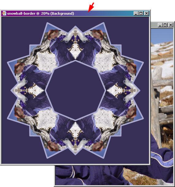 4. Click in the title bar of the kaleidoscope image. The kaleidoscope window should now be on top and the title bar should be blue. (Fig. 3) Fig. 3 5.