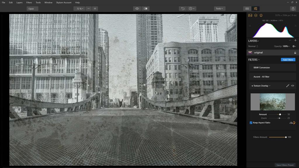 Texture Overlay Enables custom images and textures to be blended as a layer into the current image.