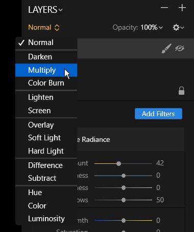 6. Adjust the filter s results to taste. 7. Use advanced controls to refine the look of the filter such as the layer s blending mode and opacity settings. 8.