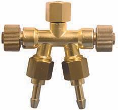 6100 Low pressure manifold in brass, for the connection of two burners, with stop cocks, all-round thread 3/8 L,