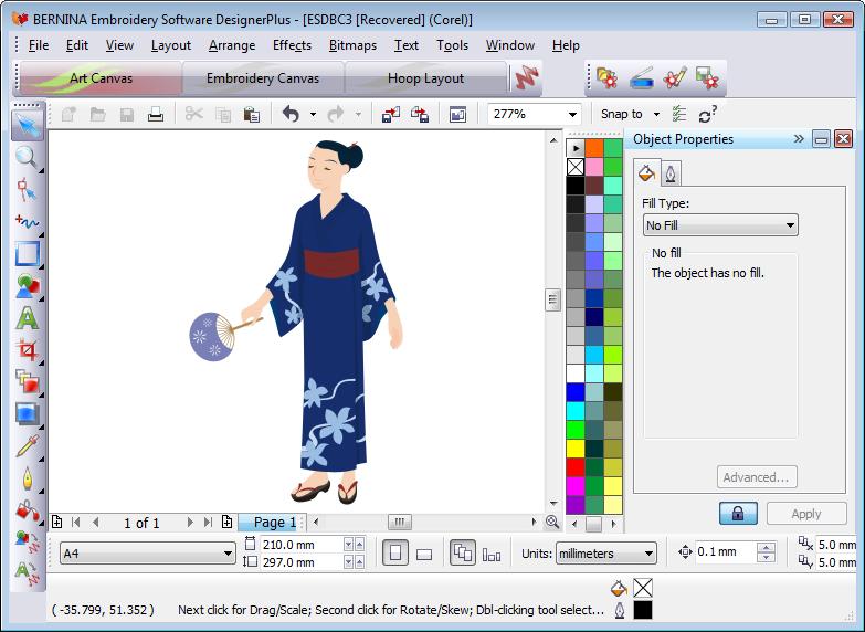 BERNINA Embroidery Software interface drawing tools which offer many sophisticated techniques for drafting outlines and shapes on screen.