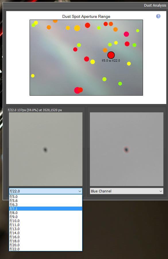 The right hand crop window shows a single channel view of the same image i.e. the red, green or blue channel only.