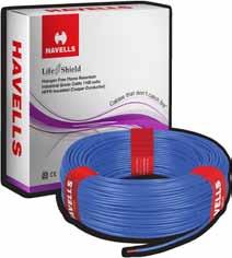 Halogen FR-LSH PVC Insulated Industrial Cables Havells Single Core FR-LSH PVC Insulated Industrial Grade Copper Conductor (Unsheathed) Flexible Cables, 1100 Volts Conforming to IS: 694 Life Guard