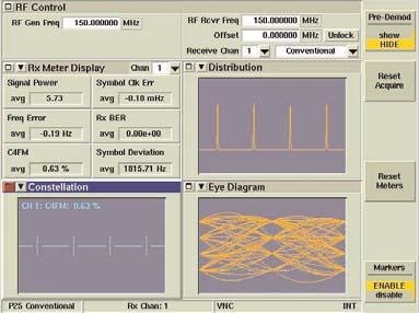 Included is the ability to transmit P25 C4FM standard waveforms and analyze P25 received waveforms.