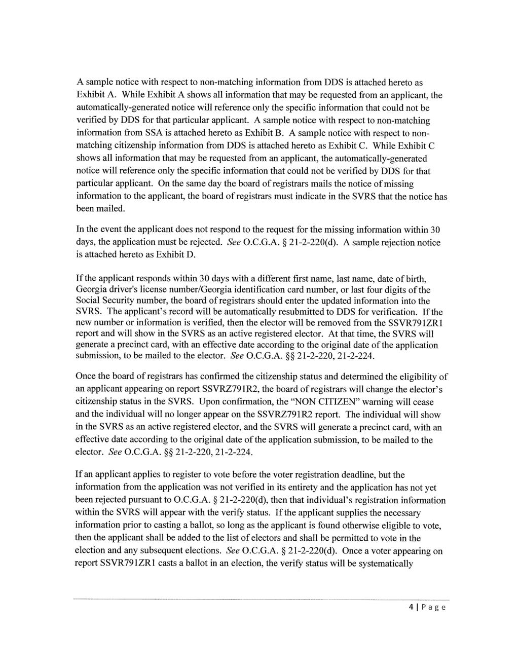 Case 1:10-cv-01062-ESH Document 1-6 Filed 06/22/10 Page 4 of 18 A sample notice with respect to non-matching information from DDS is attached hereto as Exhibit A.