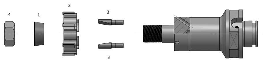 60-100.59 56 6 65 18.5 28.5 90 8 5 1 2 L4 Number of Teeth Complete Mandrel without Cutting Ring Conical Ring 1 Ring Nut 5 rive Pin Number of rive Pins 17.60-21.