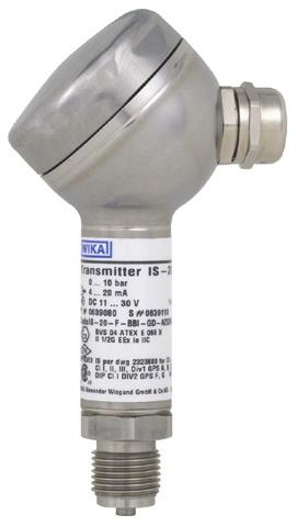 Replacement product: Model IS-3 Electronic pressure measurement Intrinsically safe pressure transmitter For applications in hazardous areas Models IS-20-S, IS-21-S, IS-20-F, IS-21-F WIKA data sheet