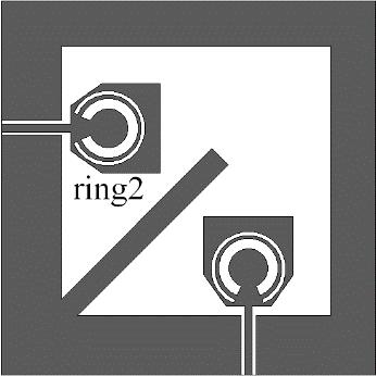 the isolation between two ports. The center frequency of notched bands is affected by the length of the split-rings which is determined by the radius of the rings.