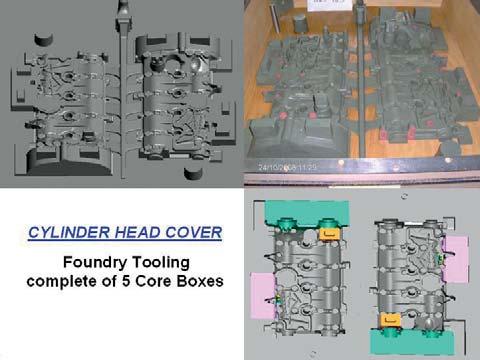 PATTERNS AND TOOLS FOR YOUR SERIES PRODUCTION CYLINDER HEAD COVER FOUNDRY TOOLING COMPLETE OF 5 CORE BOXES WE SUPPLY FULL SERVICE!