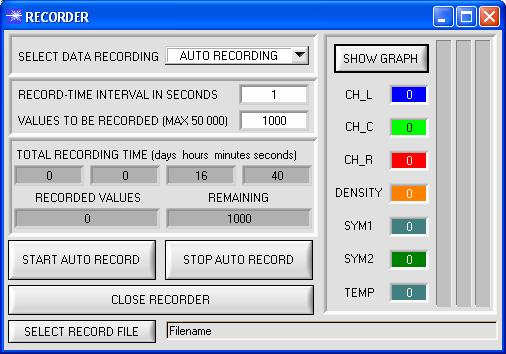 Data Recorder Function of the data recorder: The SI-JET-Scope software features a data recorder that makes it possible to save a certain number of data frames.