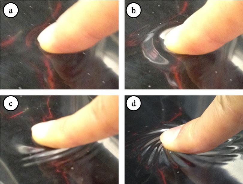 470 A. Noguchi et al. Fig. 1. a) Touch, b) Push, c) Thrust, and d) Twist 2 Related Work Our research is focused on the evaluation of a soft-surfaced multi-touch interface.