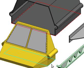 The nose section will move sideways until the surfaces are in line. Highlight the two base surfaces shown below and create an Align assembly constraint.