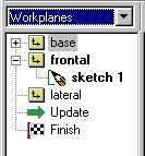 OBJECT BROWSER The Object Browser Panel is very important. It keeps a record of nearly every step in creating a model or assembly. Currently the browser is displaying Workplane information.
