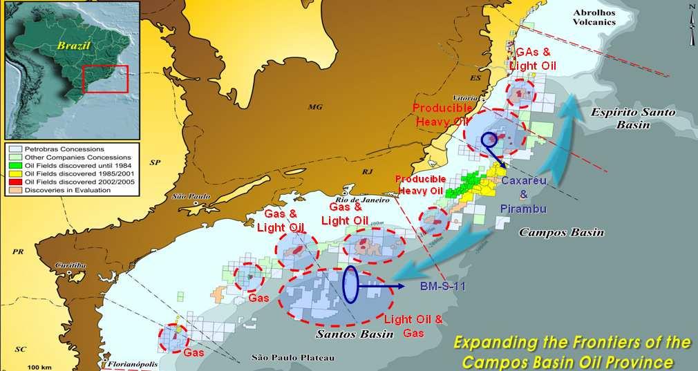 New Discoveries Pre-Salt Reservoirs TUPI AREA (BMS-11): light oil (28º API) in a new frontier in the Santos Basin.
