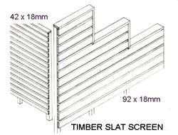 slat fencing are 132mm, 92mm, 66mm and 42mm. Slats will need to be at least 18mm thick to span the distance from post to post.