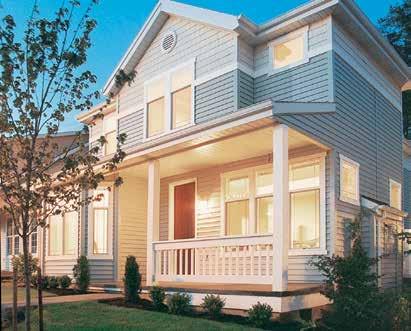 A NEW ERA of DESIGN Decorative Exterior Accents Inspired by Custom Details and Craftsmanship. White siding, white trim.