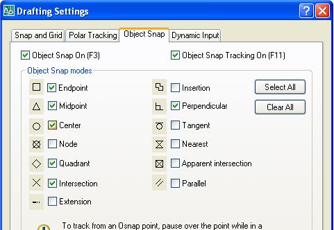 Setting your Object Snaps Setting Object Snaps will allow you to select points precisely.