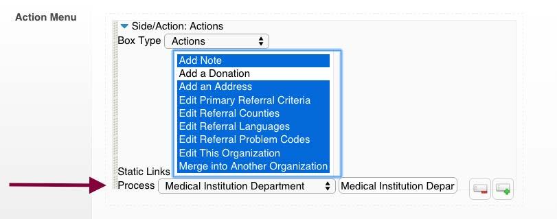 18. In the Actions section, add Medical Institution Department to the list of available