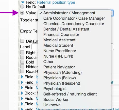 15. General reminders on customizing fields: a. Choosing defaults i. You can choose Default ii.