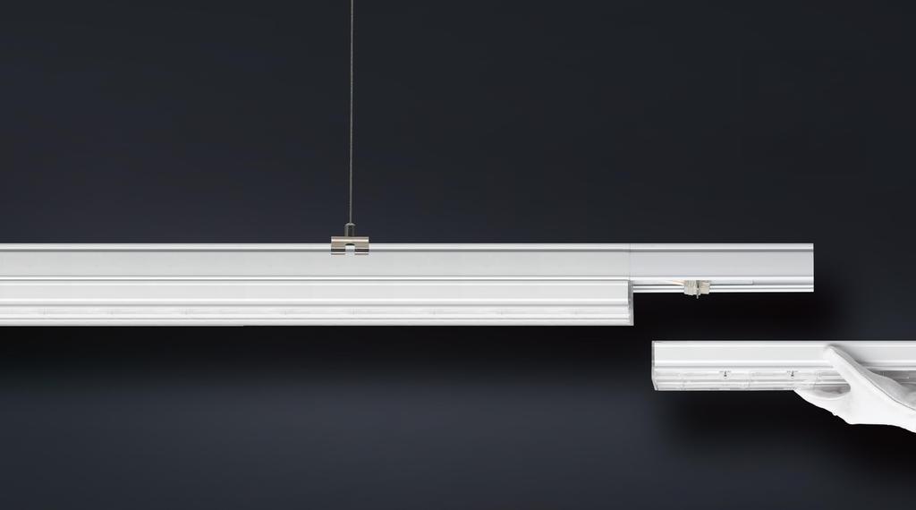TRUNKING RAIL The flexible trunking system for challenging lighting demands in all application. With fully compatible modular kit, it adapts individually to complex lighting tasks.