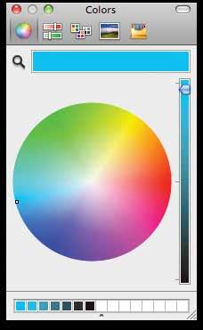 COLOR EDITOR (MAC) 1 1. Tabs (various methods for picking colors): 6 5 2 3 4 Choose a hue or tints and the value (light).