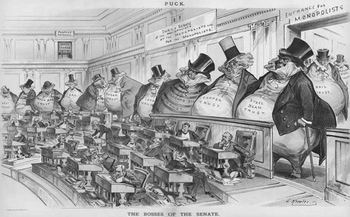 B. Sears, Roebuck and Company C. Standard Oil Company D. Deere and Company 6. image courtesy of the U.S. Library of Congress This cartoon was published in Puck magazine in 1889.