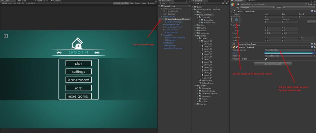 Shoot It Game Template - 114 How can i make a Unity UI Image to fit the entire screen?