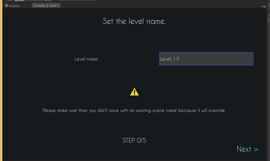 Shoot It Game Template - 37 The first step is choosing the Level Name. Please make sure that you don t set an already created name, because the editor tool will override it.