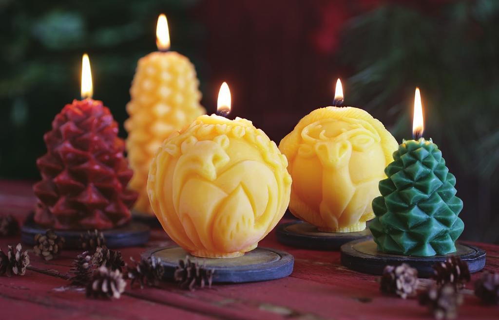 100% Beeswax Sculpted Holiday Candles