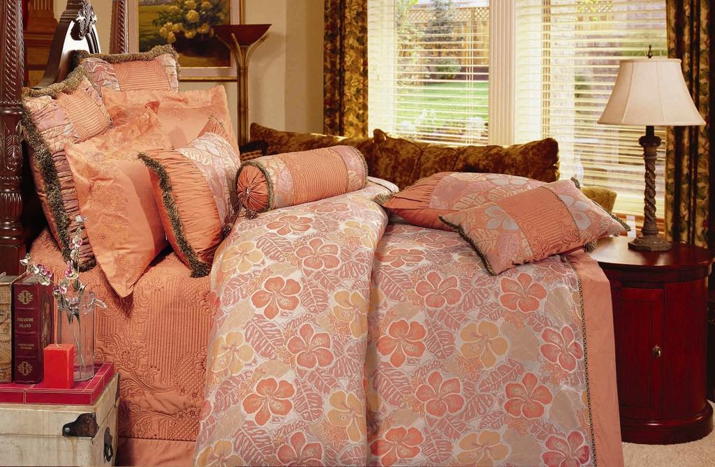 Flora 11 pc All 100% Cotton Luxury Bedding Set The Finest Luxury Bedding with elegantly decorated Embroidery and Luxurious Sateen in Vibrant Orange color.