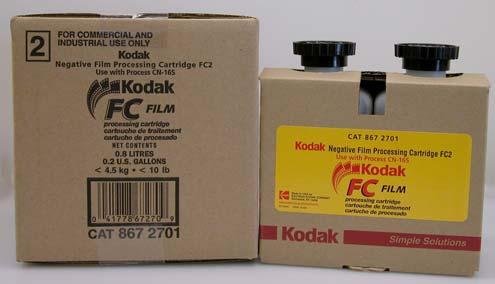The FC1 cartridge will process 200 rolls of 135-24 film; the FC2 cartridge will process 1000 rolls of 135-24 film.
