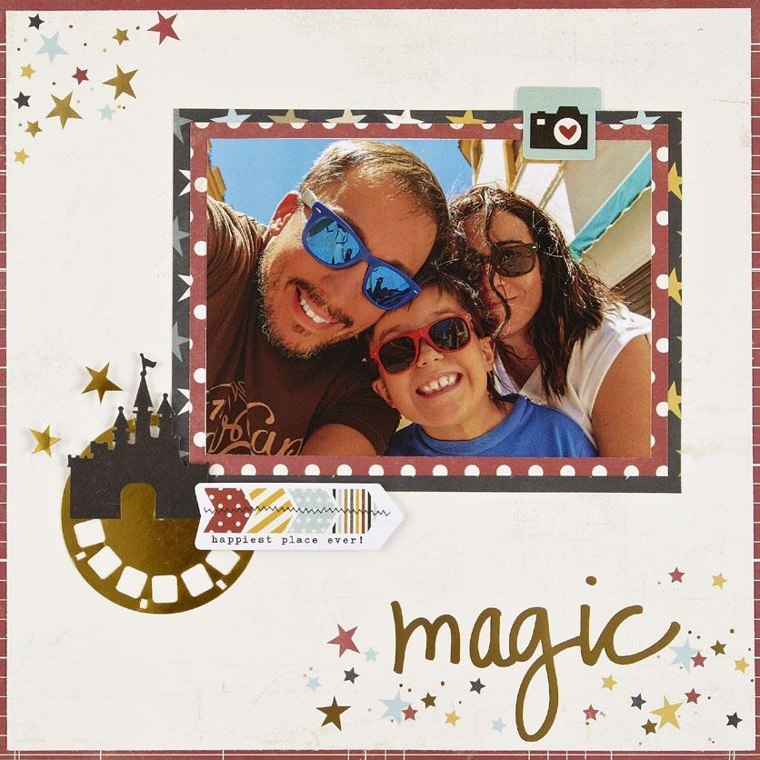 Simple Tip: Use a Clip to add a decorative element to a photo as Sue did on her layout.