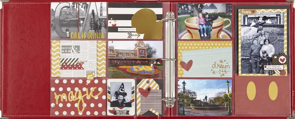 SAY CHEESE II 12x12 Red Faux Leather Album Horizontal 4x6/Vertical 3x4 Pocket Pages 6x12/4x6 Pocket Page 3x4 & 4x6 Elements Chipboard Frames designed by: Sue