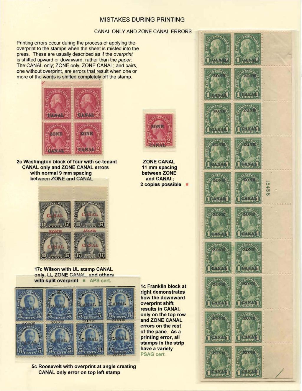Printing errors occur during the process of applying the overprint to the stamps when the sheet is misfed into the press.