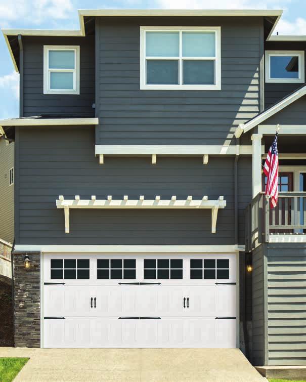 DESIGNER STEEL Wayne Dalton s Model 9510 features tall section heights, large windows and a full-section embossment design for a dramatic look on a premium garage door.