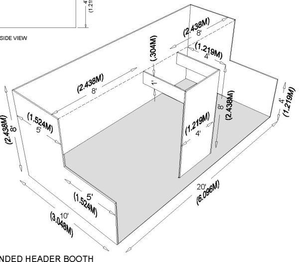 Peninsula Booth (final booth design requires show management approval) A Peninsula Booth is exposed to aisles on three sides, and comprised of a minimum of four booths.