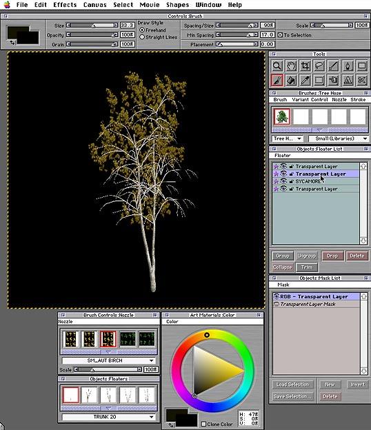 16) Fill the background image with black for contrast, then reposition the layers. Put the background leaf layer at the bottom of the floater list. Move the SYCAMORE layer so that it s just above it.