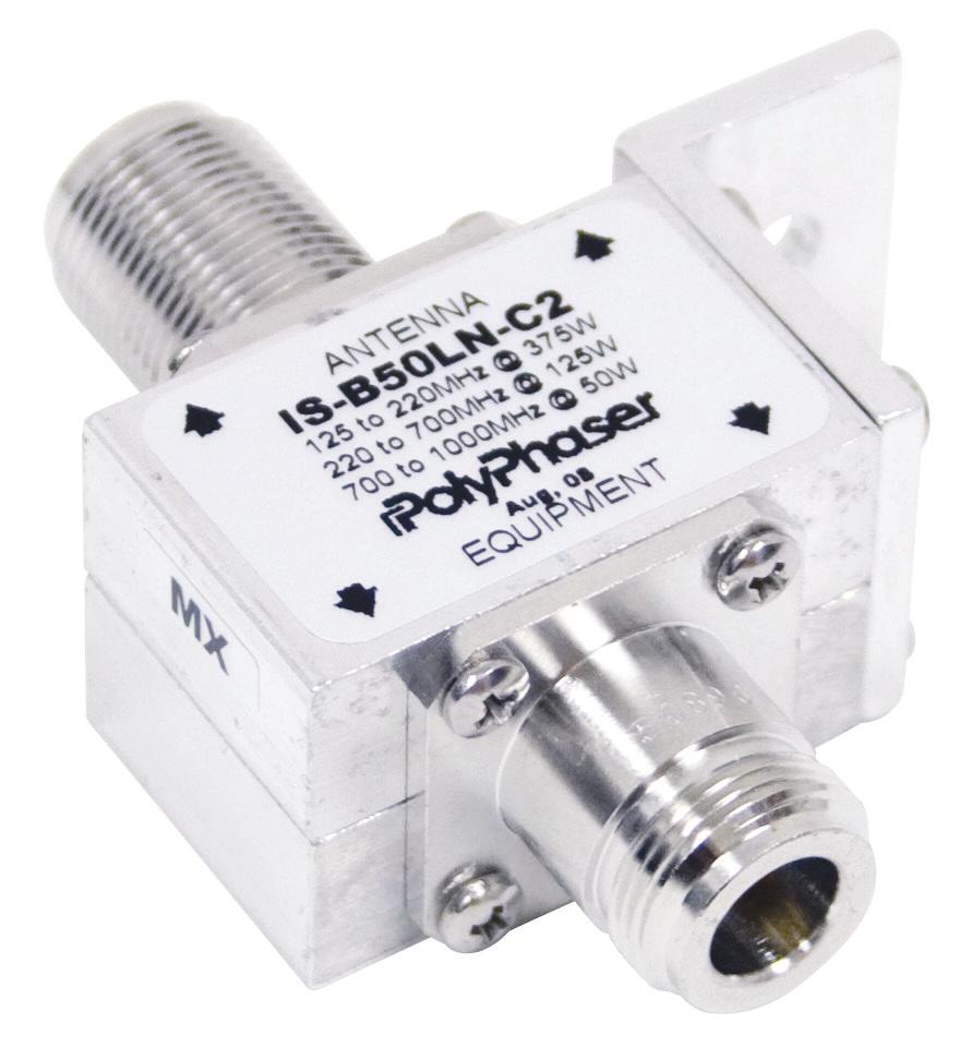 13 B50 Series IS-B50HN-C0 DC blocked 50 ohm bulkhead mounted protector is ideal for two way radio and SCADA applications.