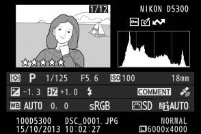 Note that image only, shooting data, RGB histograms, highlights, and overview data are only displayed if