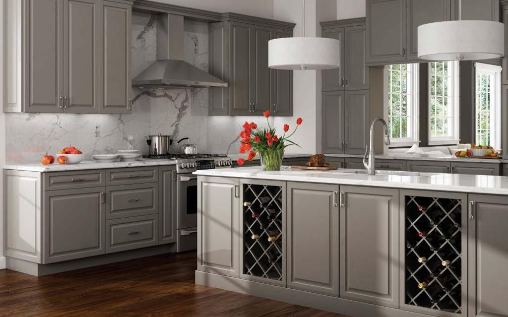 WINDSOR Subtle accents surround a raised center panel for a style that evokes warmth and tranquility.