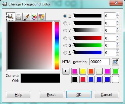 The Tool Options in the Toolbox Window The paintbrush paints the color of the foreground. Click on it to bring up the Foreground Color Window.