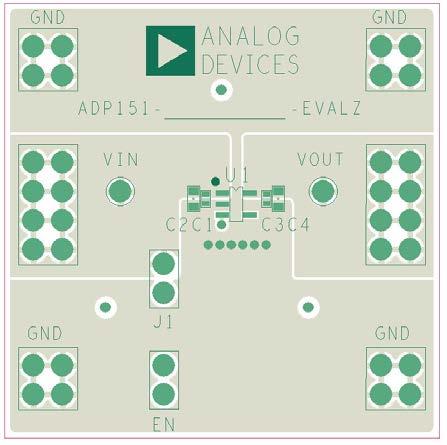 ADP5 PRINTED CIRCUIT BOARD LAYOUT CONSIDERATIONS Heat dissipation from the package can be improved by increasing the amount of