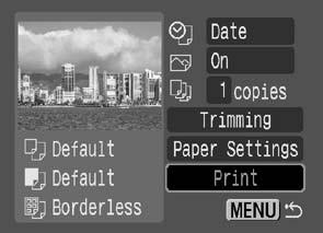 Print after Changing the Print Settings You can change the print settings before printing. 1 2 3 4 Sets the print effect (p. 35) Sets the date for printing (p.