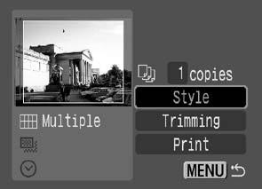Select settings as needed. 3 4 Print Area Frame Press the MENU button to end the setting selection process.