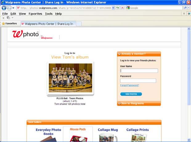 On the left is the log-in page for the PLU B-Ball albums.