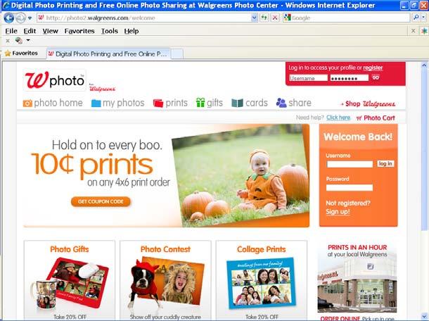 You can register for the Walgreen s Photo web site from here (see the next page.