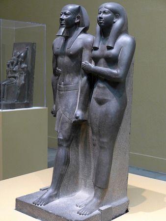 Menkaure and Khamerernebty from Gizeh, Egypt, fourth dynasty ca 2490-2472 bce 4 6 height.