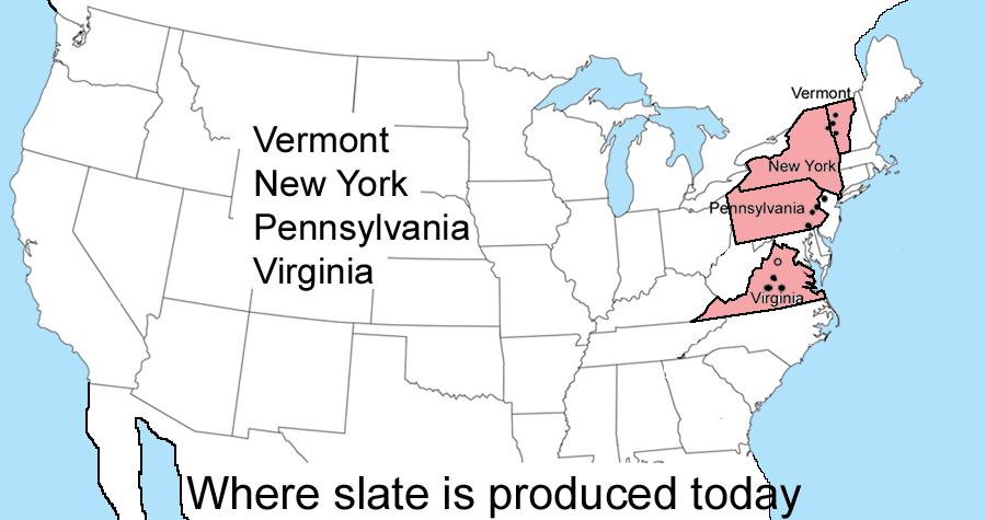 Today, slate is only quarried in Vermont,