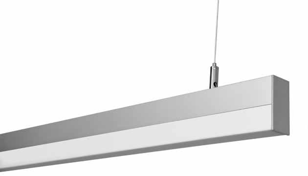 Media wide beam Media (MEH-dee-ah) fixtures consist of a matte anodized, extruded aluminum housing on top, the lower half an extruded, frosted white DR acrylic lens.